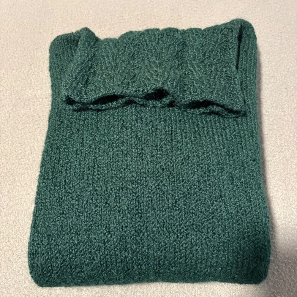 Vintage Tricots St Raphael Turtleneck Sweater Mens M Green Wool Cable Knit